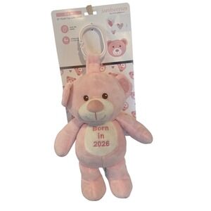 Jamberries Pink Plush Bear Rattle Born in‎ 2026 Stroller Toy 10 inch AT10-017C